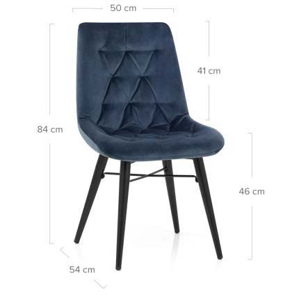 Roxy Dining Chair Blue Velvet Dimensions