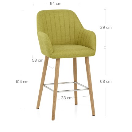 Rio Wooden Stool Green Fabric Dimensions