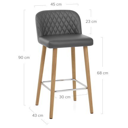 Pacific Wooden Stool Grey Dimensions
