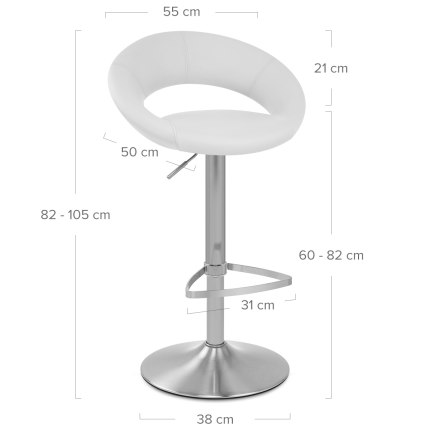 Brushed Crescent Stool White Dimensions
