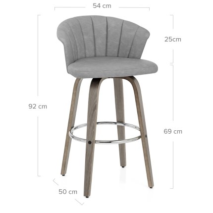 Concerto Wooden Stool Antique Grey Leather Dimensions