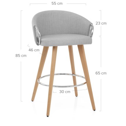 Neo Wooden Stool Grey Fabric Dimensions