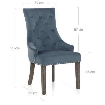 Ascot Dining Chair Blue Fabric Dimensions