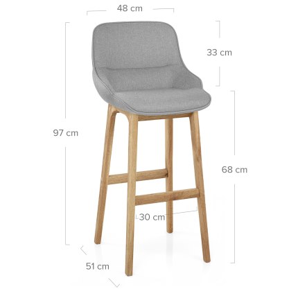 Miami Wooden Stool Grey Fabric Dimensions
