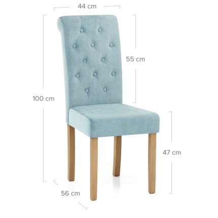 Portland Dining Chair Blue Fabric Dimensions