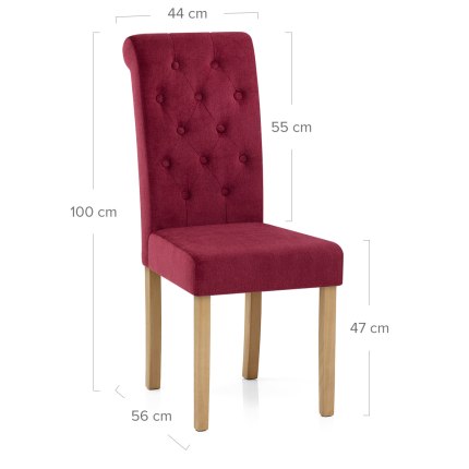 Portland Dining Chair Red Fabric Dimensions