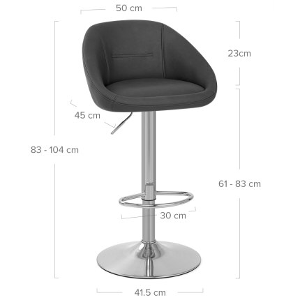 Decco Brushed Bar Stool Charcoal Dimensions