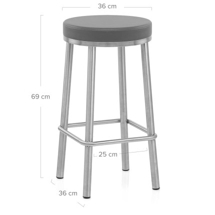Vision Brushed Steel Stool Grey Dimensions