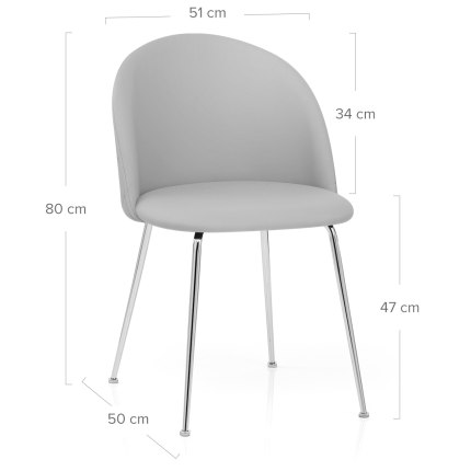 Novello Dining Chair Light Grey Dimensions