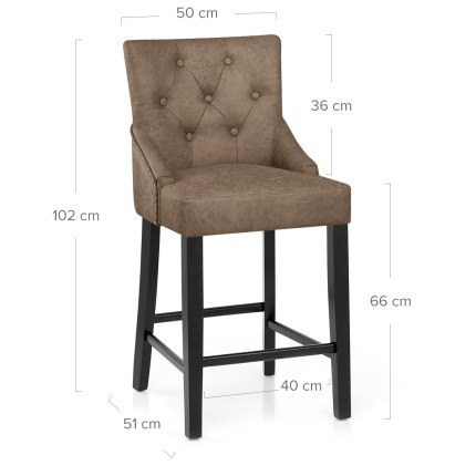 Loxley Stool Brown Dimensions