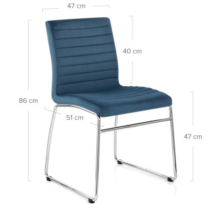 Panache Dining Chair Blue Velvet Dimensions