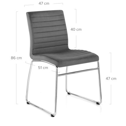 Panache Dining Chair Grey Velvet Dimensions