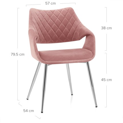 Fairfield Chrome Chair Pink Velvet Dimensions