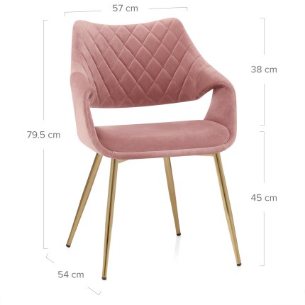 Fairfield Gold Chair Pink Velvet Dimensions