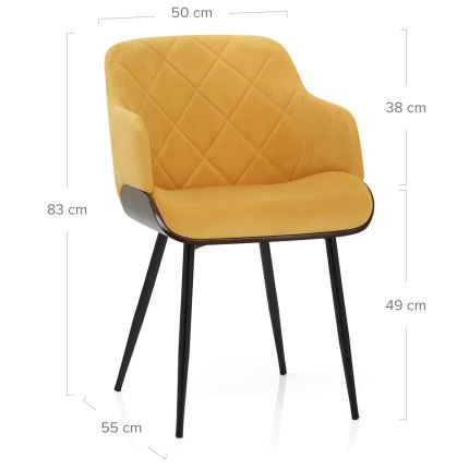 Dakota Dining Chair Mustard Velvet Dimensions