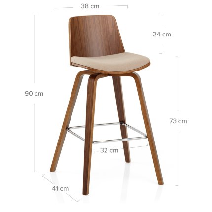 Mirage Wooden Stool Beige Fabric Dimensions