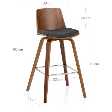 Mirage Wooden Stool Charcoal Fabric Dimensions