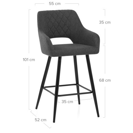 Lopez Bar Stool Charcoal Fabric Dimensions