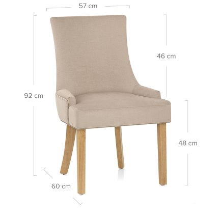 Richmond Oak Dining Chair Beige Fabric Dimensions