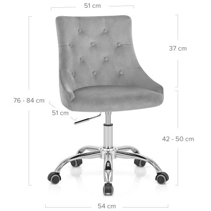Sofia Office Chair Grey Velvet Dimensions