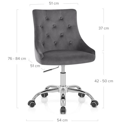 Sofia Office Chair Charcoal Velvet Dimensions
