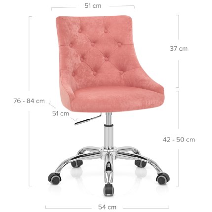 Sofia Office Chair Pink Velvet Dimensions