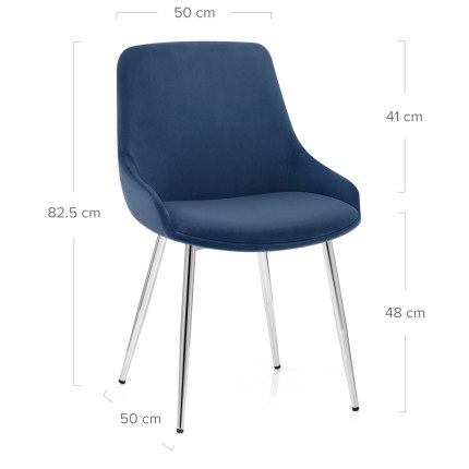 Aston Dining Chair Blue Velvet Dimensions