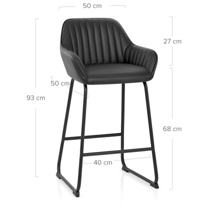 Kanto Real Leather Bar Stool Black Dimensions