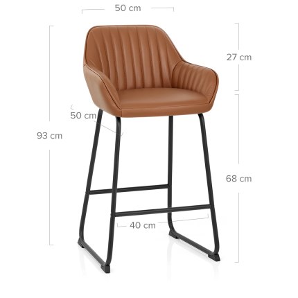 Kanto Real Leather Bar Stool Brown Dimensions