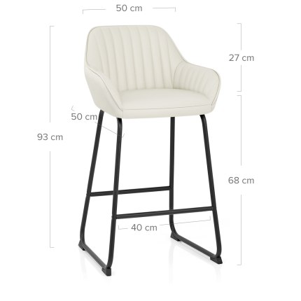 Kanto Real Leather Bar Stool Cream Dimensions
