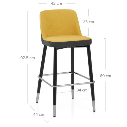 Hudson Stool Charcoal & Yellow Fabric Dimensions