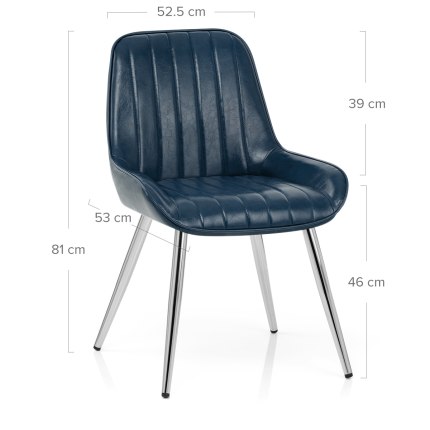 Mustang Chrome  Chair Antique Blue Dimensions