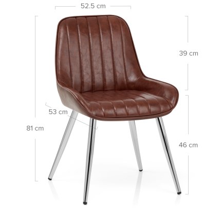 Mustang Chrome Chair Antique Brown Dimensions