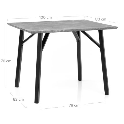 Lucas Dining Table Concrete Dimensions