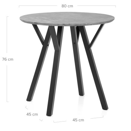 Quest 80cm Dining Table Concrete Dimensions