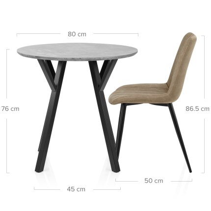 Wessex Dining Set Concrete & Brown Dimensions