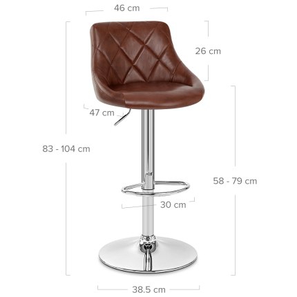 Hype Bar Stool Antique Brown Dimensions