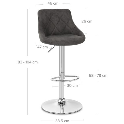 Hype Bar Stool Charcoal Dimensions