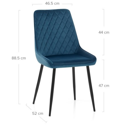 Chevy Dining Chair Blue Velvet Dimensions