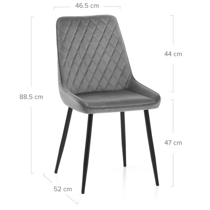 Chevy Dining Chair Grey Velvet Dimensions