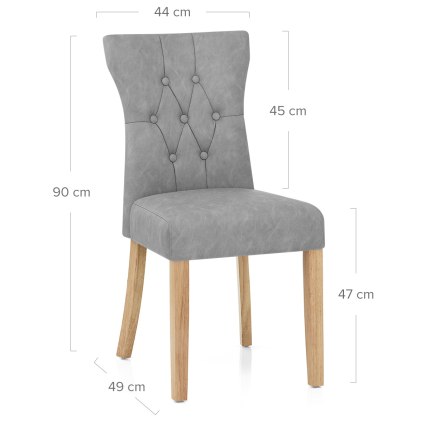 Bradbury Oak Dining Chair Grey Dimensions