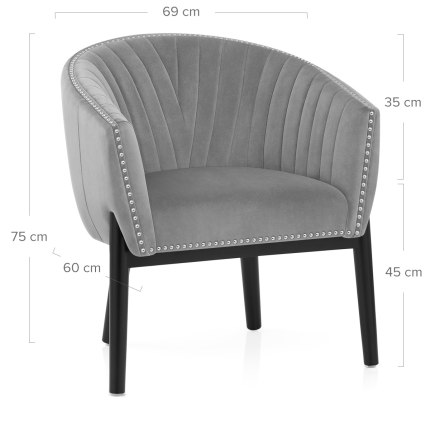 Overture Chair Grey Velvet Dimensions