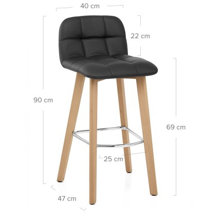 Hex Wooden Stool Black Real Leather Dimensions