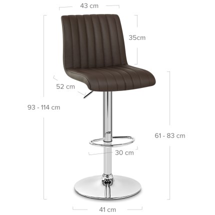 Debut Real Leather Bar Stool Brown Dimensions