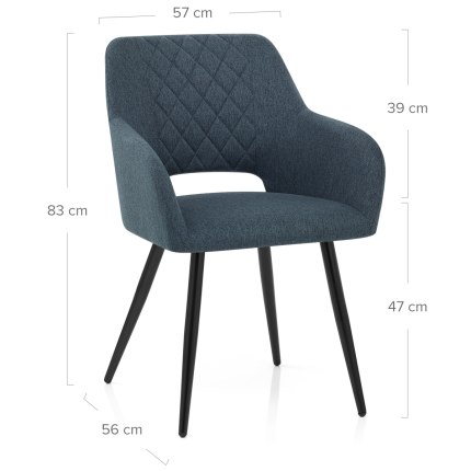 Lopez Dining Chair Blue Fabric Dimensions