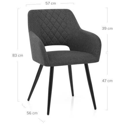 Lopez Dining Chair Charcoal Fabric Dimensions