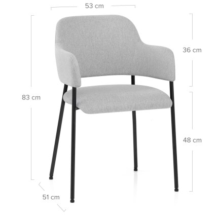 Trent Dining Chair Light Grey Fabric Dimensions