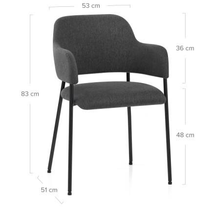Trent Dining Chair Charcoal Fabric Dimensions