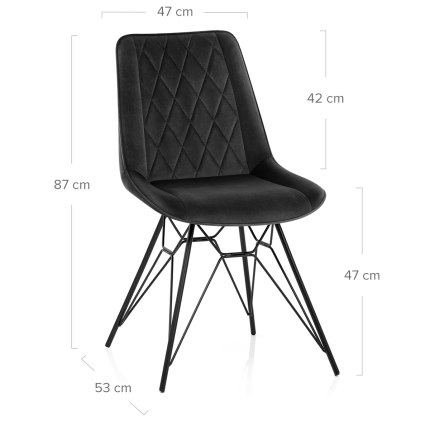 Indi Dining Chair Black Velvet Dimensions