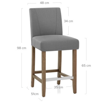 Chartwell Wooden Stool Grey Fabric Dimensions
